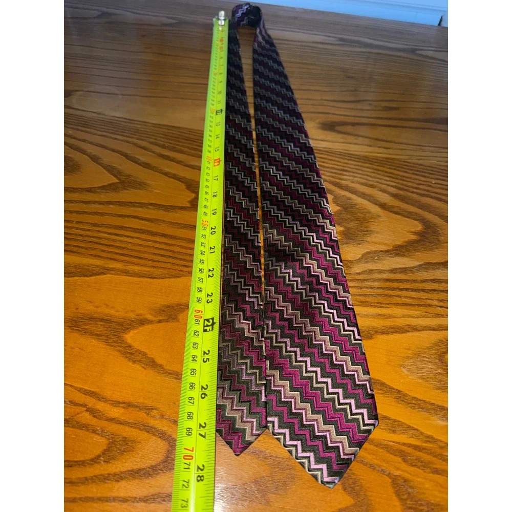 Missoni for Target Mens Zigzag Chevron Silk Blend Tie Purple Grey Olive Green